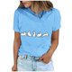 thumbnail image 2 of Tops de Cuello Alto para las Mujeres Amante Impreso Camiseta Cuello Redondo Manga Corta, Poliéster Spandex, 2 of 7