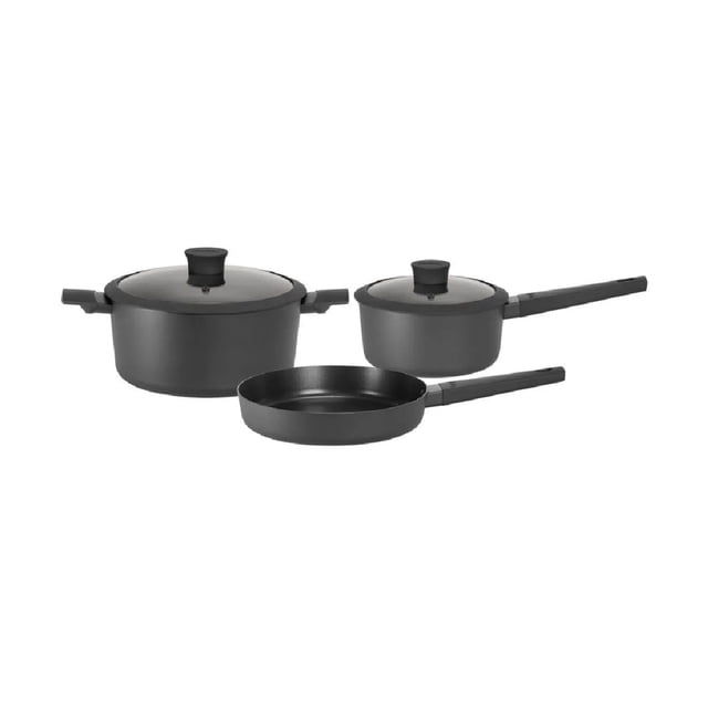 Batería Cocina HUDSON Aluminio Negra Antiadherente 5 piezas
