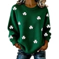 thumbnail image 2 of TrendOFT Irish Sweaters for Women St. Patrick's Day Knitted Shamrock Sweater Long Sleeve Crew Neck Casual Pullover Top Dark Green XXXXL, 2 of 4