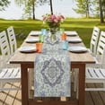 thumbnail image 4 of Table Runners 72 Inches Long Dress Scarves, Green Purple Boho Farmhouse Kitchen/Dining Table Runner, Coffee Tablerunners, Vintage Abstract Art Floral Ethnic Tribe 18x72 Inch, 4 of 9