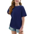 thumbnail image 4 of Kids Girls Plus Size T Shirt Crew Neck Short Sleeve Top Casual Loose Summer Lounge School Blouse for Children Size 5-15 Years, 4 of 8