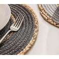 thumbnail image 4 of Fennco Styles Hand-Woven Rattan Cotton Rope Placemats 12-Inch Round, Set of 4 - Slate Braided Table Mats Heat Resistant Insulation for Home, Boho Décor, Dining Table, Banquets, Special Events, 4 of 8