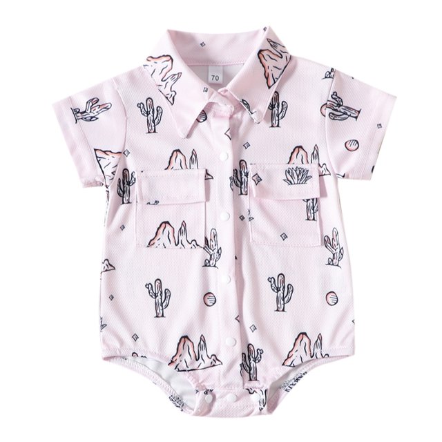 Gibobby Ropa Para Bebe con estampado de dibujos animados de caballo y Cactus de manga corta para niños y niñas, ropa para recién nacidos(Rosa, 0-3 Meses)