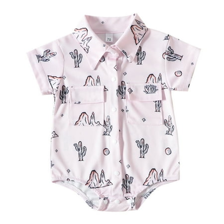 

Rovga Baby Girl Bodysuits Short Sleeve Cactus Horse Cartoon Print Romper Bodysuit For Children Clothes