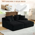 thumbnail image 4 of Muumblus Oversized Double Chaise Lounge Chair, Modern Indoor Boneless Cloud Sofa, Plush Corduroy Upholstered Modural Sectional Sleeper Couch for Living Room Apartment, Black, 4 of 9