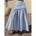 thumbnail image 4 of Blue Striped High-Waist Tiered Maxi Skirt With Ruffle Waist, 4 of 7