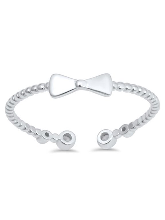 Cubic Zirconia Bow Tie Rope Ring Sterling Silver