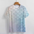 thumbnail image 3 of Mermaid Fish Scales Women's Short Sleeve T-Shirt Crew Neck Casual Summer Trendy Loose Fit Tops, 3 of 6