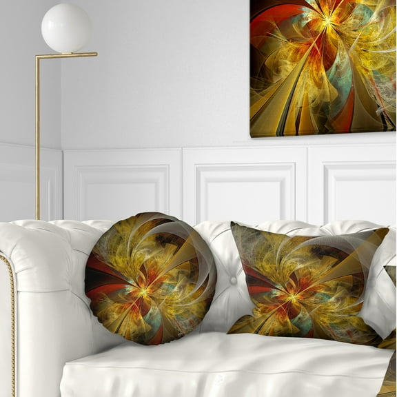 Designart 12" x 20" Contemporary and Modern Black Flower Polyester Throw Pillow