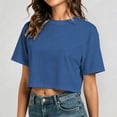 thumbnail image 2 of Wang6 Women Cropped Loose Fit T Shirts Summer Womens Short Sleeve Tops Ladies Causal Solid Going out Tees Shirt 0624liBU2 XL, 2 of 6