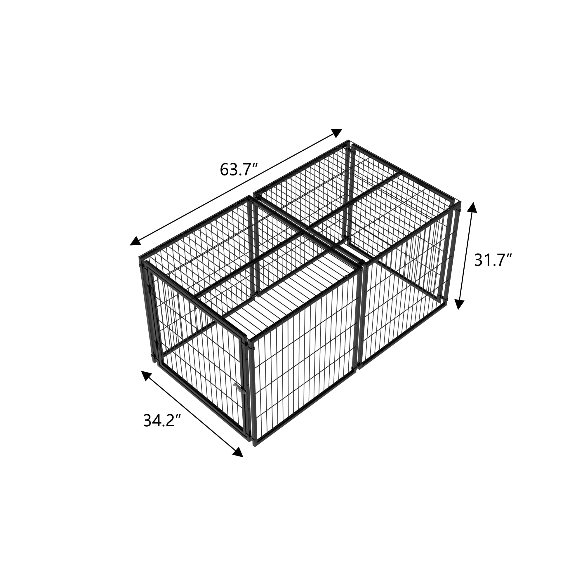 Jopath 63.7" Indoor Dog Cage with Top Pet Cage Dog Kennel for Medium Dogs Puppy Dog Playpen Black 63.7"L x 34.2"W x 31.7"H