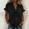 thumbnail image 2 of Guluxicc Women's Blouses Dressy Boho Casual Ruffle Short Sleeve Tops Business Outfits Ladies Summer 2025 Trendy Work Shirts, 2 of 6