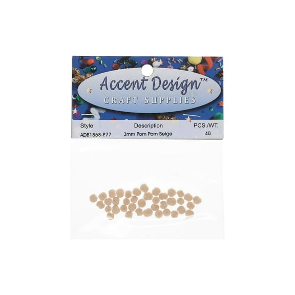PA Ess Pom Pom 3mm 40pc Beige