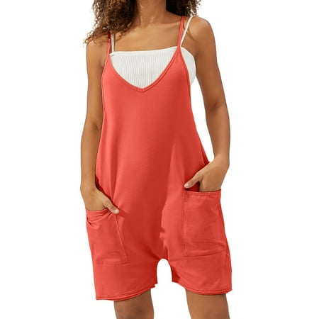 

Women Overall Shorts Summer Rompers Loose Baggy Overalls Short Jumpsuits With Pockets