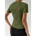 thumbnail image 5 of SHEWIN Womens Summer Tops Short Sleeve Textured Tops Casual Crewneck Solid Slim Fitted Basic T Shirts Tee Blouses, 5 of 9