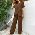 thumbnail image 5 of gbyLJF Womens Short Sleeve Wide Leg Set Summer Travel Vacation Outfits Dressy Spring Two Piece Sets for Women, 5 of 9