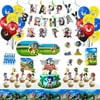 200 Pcs Sonic Birthday Party Supplies (20 Serves) Stickers Hanging Swirl Decorations Birthday Banner Cupcake Toppers Balloons Tablecloths Napkins Plates Gift bags Forks|Sonic Themed Party