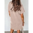 thumbnail image 6 of Womens Casual Summer Crewneck Short Sleeve Ribbed Mini Tshirt Dress, S-2XL, 6 of 7