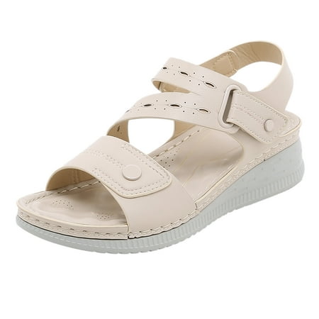 

KI-8jcuD Beach Flip Flops For Women Women Summer Hook Loop Casual Open Toe Wedges Comfortable Soft Sole Beach Shoes Sandals Ball Of Foot Cushions For Women Sandals Women Platform Sandals Size 5 Sued