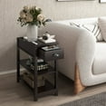 thumbnail image 6 of Gzxs Wooden Small Sofa Side Table Narrow End Desk with Drawer and Open Shelf, Flip Top Design, Dark Brown, 6 of 8