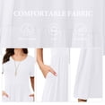 thumbnail image 4 of AskLazy Women's Summer Mix Casual Short Sleeve Crew Neck Loose Tiered Long Dress With Pockets,US Size,White,L, 4 of 7
