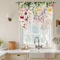 thumbnail image 3 of Flowers Spring Summer Tie Up Curtain 54 Inches Long, Leaves Floral Retro Beige Balloon Style Kitchen Window Curtain Over Sink, Small Window Rod Pocket Curtain 42"x54", 3 of 9