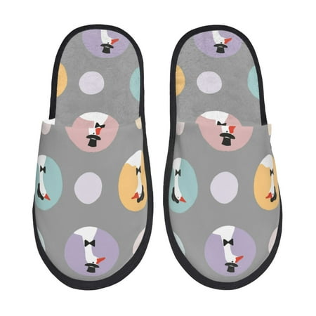

Noikeo Cute Geese Pattern Cozy Slippers Indoor for Women and Mens Fuzzy House Shoes Soft Plush Warm Slip-on Slippers-Large