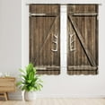 thumbnail image 4 of Rustic Western Curtains 42W x 63L Inch Rod Pocket Farmhouse Wooden Barnwood Country Bedroom Decor Vintage Retro Brown Wood Lodge Cabin Barn Door Living Room Window Drapes Fabric 2 Panels, 4 of 6