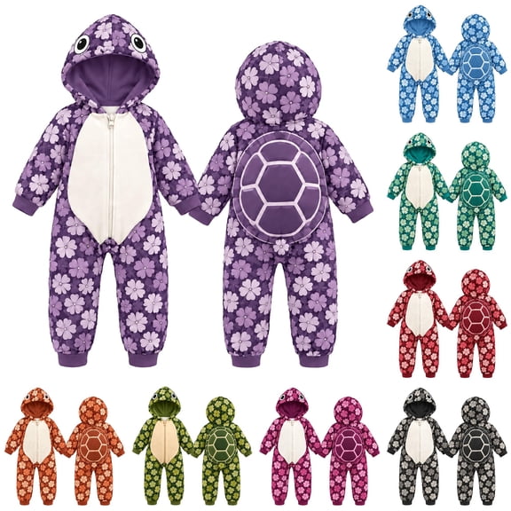 LIIPEE Baby Casual Cartoon Animal Zip Up Jumpsuit Boys Girls Fall Winter Cozy Cute Long Sleeve Hooded Romper