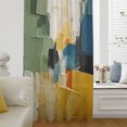 thumbnail image 4 of Green Orange Blue Sheer Curtains 84 Inches Long, Abstract Vintage Oil Painting Modern Art Light Filering Curtains, Breathable Simi Curtain Privacy Drapes for Living Room Bedroom Window Treatment, 4 of 9