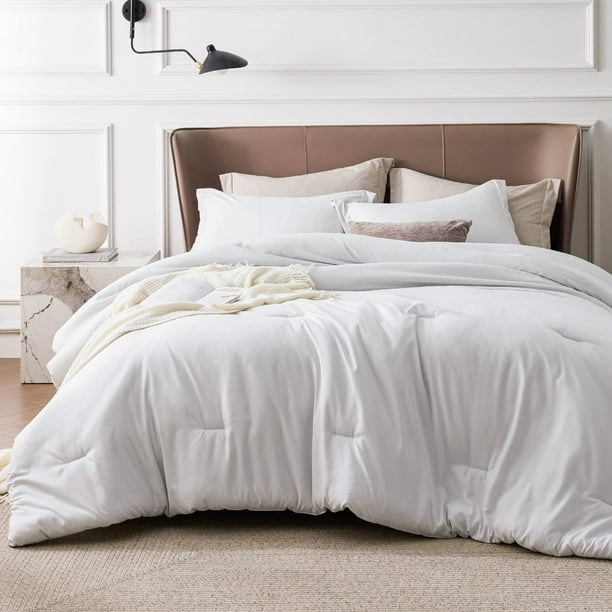 Juego de edredón Bedsure Queen de color blanco grisáceo para todas las estaciones