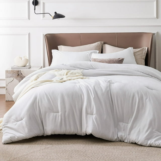Juego de edredón Bedsure Queen de color blanco grisáceo para todas las estaciones
