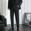 thumbnail image 4 of IROINNID Pant's For Men Relaxed Cigarette Trousers Sag Pants Slim Pants Autumn Straight Suit Pants Solid Color Elastic Waist Pants, 4 of 9