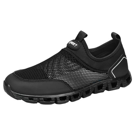 

VMESZQFG Men Sports Shoes Fashionable Simple And Solid Color New Pattern Summer Mesh Hollowed Out Breathable Comfortable And Convenient Slip On Black