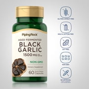 Black Garlic Supplement 1500mg | 60 Capsules | Aged and Fermented | Non-GMO, Gluten Free | By Piping Rock