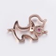 thumbnail image 2 of 20pc Brass Micro Pave Cubic Zirconia Puppy Links connectors Long-Lasting Plated Real Rose Gold Plated Dog Silhouette 10x16x2.5mm Hole: 0.5mm, 2 of 2