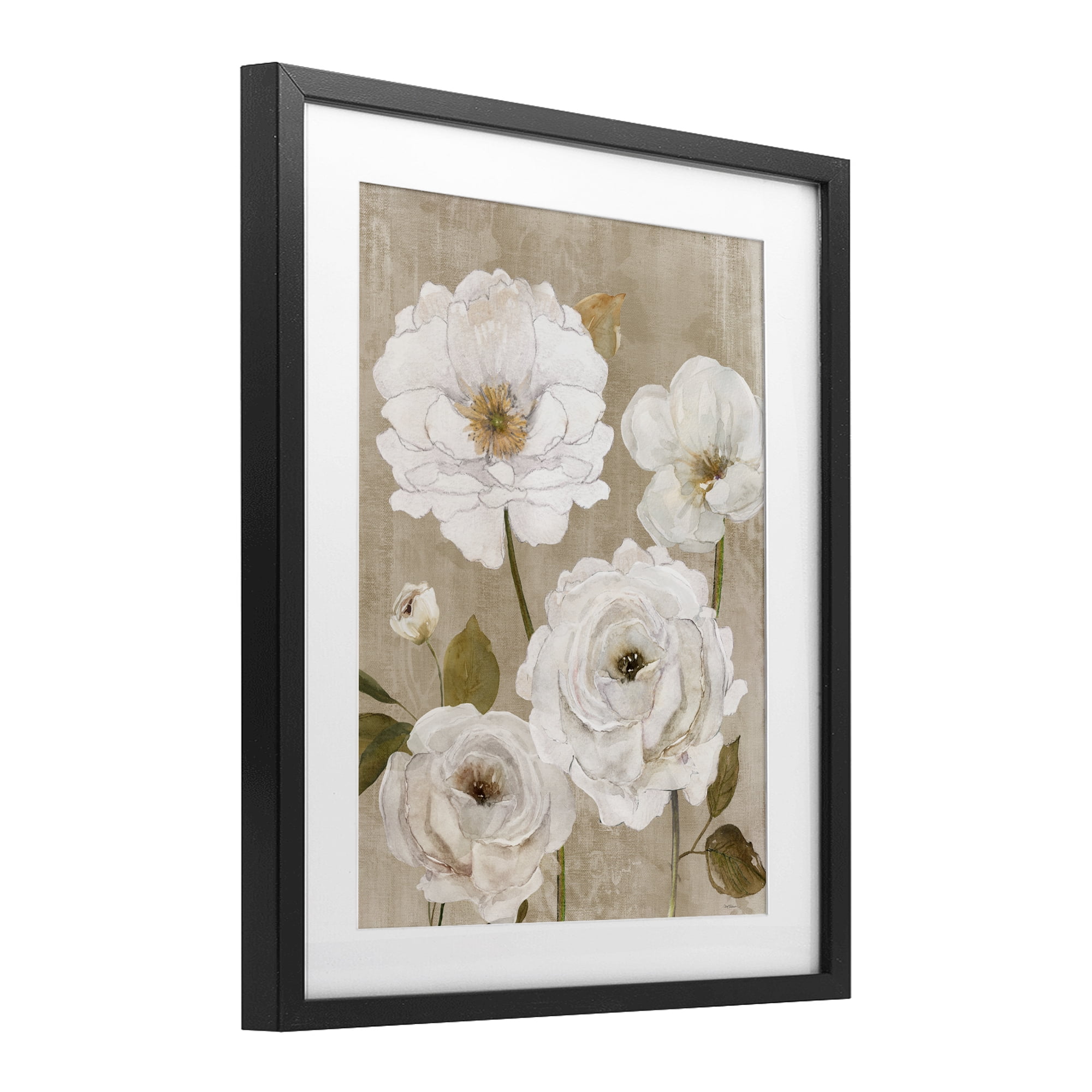 Stupell Industries Rustic Blooms in White Black Framed Print Under Glass, design by Carol Robinson