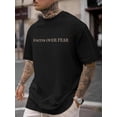 thumbnail image 1 of Men's Casual Short Sleeve Tee - Faith Over Fear T-Shirt with Geometric Pattern, 1 of 5