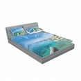thumbnail image 3 of Ambesonne Nature Fitted Sheet & Pillow Sham Set, Coastal Tropical Tahoe, Twin, Blue Grey, 3 of 3