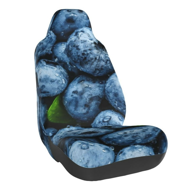Wukai Fresh Blueberries Full Set Car Seat Covers with Soft Padding Universal Auto Front Seats Protector and Cushion Mat