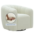 thumbnail image 3 of BELLEZE Swivel Accent Barrel Chair, Modern Round Armchairs with Wide Upholstered, Comfy Swivel Accent Chair for Living Room Bedroom Office - Franco (White), 3 of 7