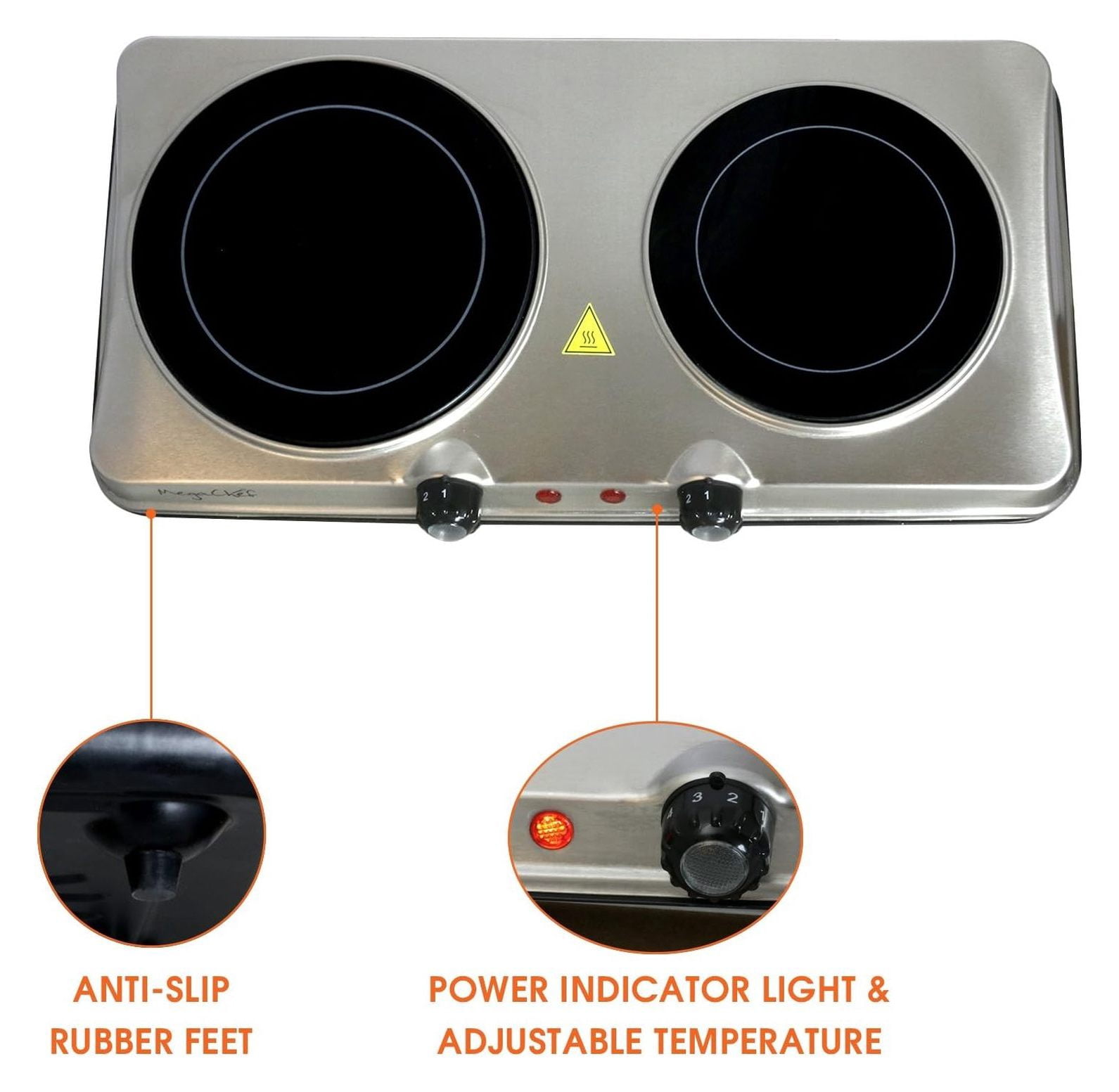 Portable Electric Stove Dual Burner Cooktop - Infrared Ceramic Range, Lightweight Travel Kitchen, Indoor/Outdoor Cooking, Compact & Heavy Duty