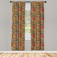 thumbnail image 3 of Ambesonne Ethnic Curtains, Colorful Floral Doodle, Pair of 28"x63", Multicolor, 3 of 5