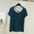 thumbnail image 2 of Women's Short/Long Sleeve V Neck Criss Cross T-Shirt Tops, 2 of 8