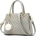 thumbnail image 4 of Womens Handbags Purses Top-handle Totes Satchel Shoulder Bag for Ladies with Pompon, 4 of 5
