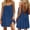 Dark Blue, variant on Backless Cami Dress for Women Summer Short Mini Dresses Spaghetti Strap Sleeveless Tie Back Loose Lounge Sundress