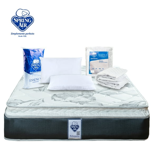 Paquete Colchon individual + 2 Almohadas + Cubre Colchon Spring Air Smith