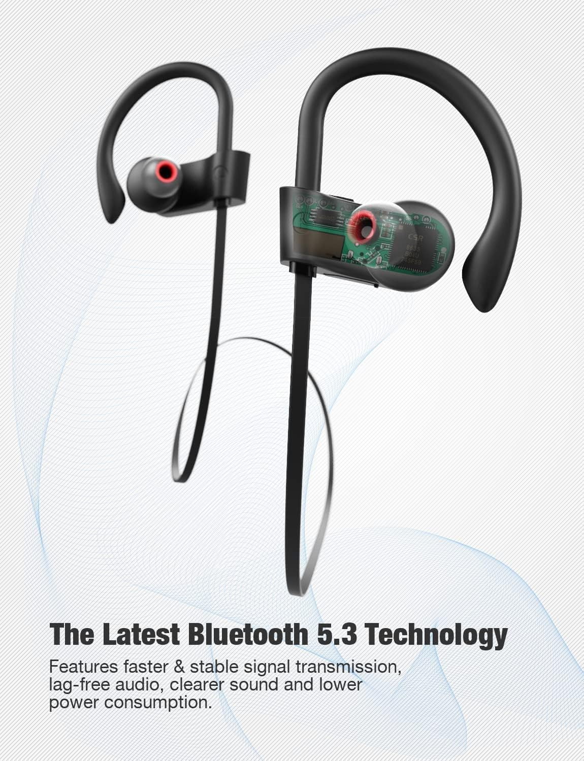 AUME U18 IPX7 Waterproof In-Ear Wireless Sports Headphones with Mic – Ideal for Gym, Running, Cycling & Workouts