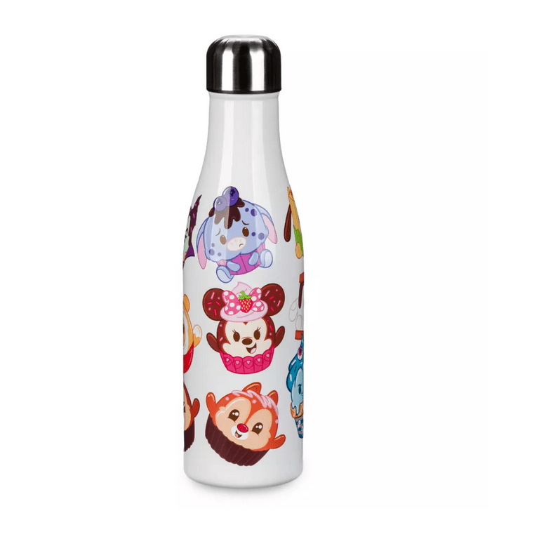 Disney Munchlings Stainless Steel Water Bottle Mickey Cinnamon Bun Topper  New 