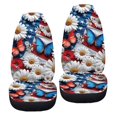 thumbnail image 6 of ZIATUBLE Butterfly Daisy Car Seat Protector Set American Flag High Bucket Seat Covers Auto Seat Accessories for 4 of July 2 Piece Fit Most Vehicle Sedan Truck Van Soft Car Seat Cover Full Set, 6 of 7